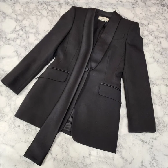 Alexander McQueen Single Breasted Blazer Silk Detailing